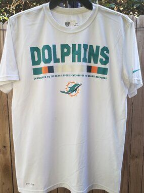 EUC NIKE NFL MIAMI DOLPHINS training dri-fit bright white tee (M)